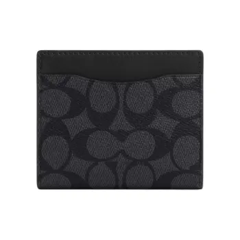 COACH Coated Canvas Card Holder Regular Men's Black