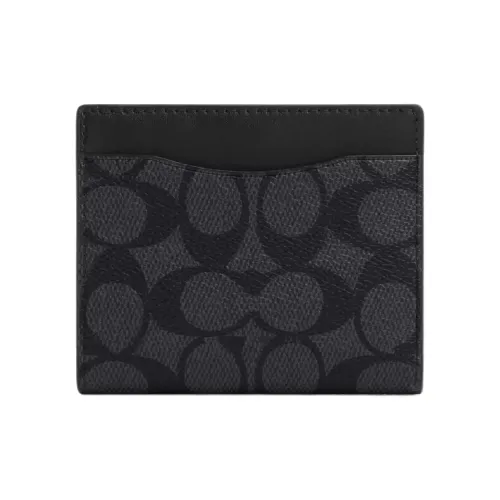 COACH Coated Canvas Card Holder Regular Men's Black