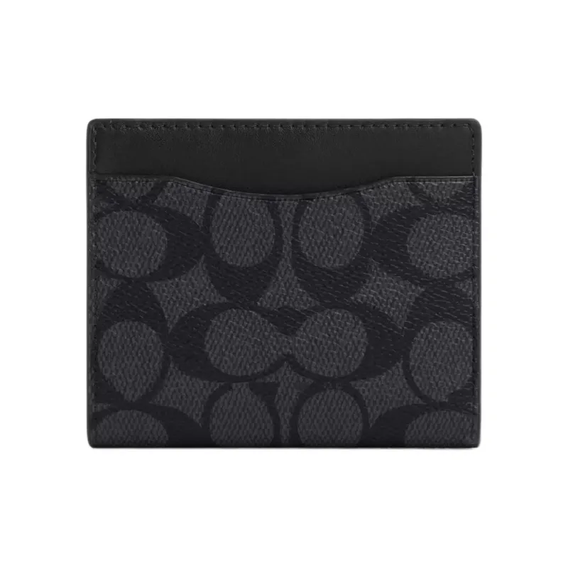 COACH Coated Canvas Card Holder Regular Men's Black-0