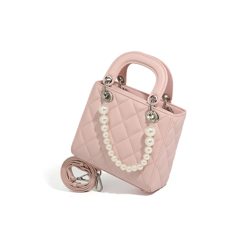 BOBDOG PU Pearl Chain Bag Shoulder Bag Crossbody Bag Small Size Women's Pink/Black/Silver/Ecru-1