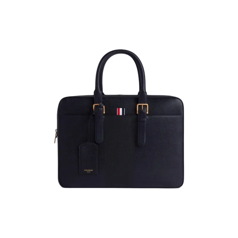 THOM BROWNE· Litchi Grain Leather Briefcase Handbag Men's Black-0