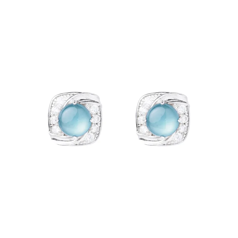 Clear Snow Ice Glutinous Jadeite Stud Earrings Unisex-0