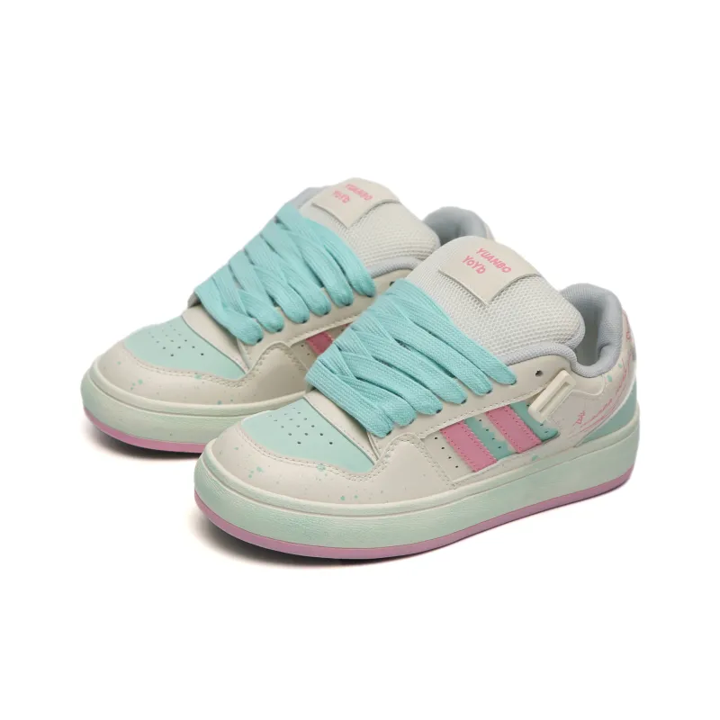 TUOPIN Low Top Skateboard Shoes Women's Pink Green-1
