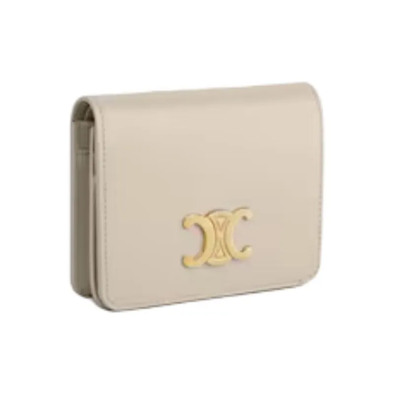 CELINE Triomphe Calfskin Wallet Women's Ivory White-1