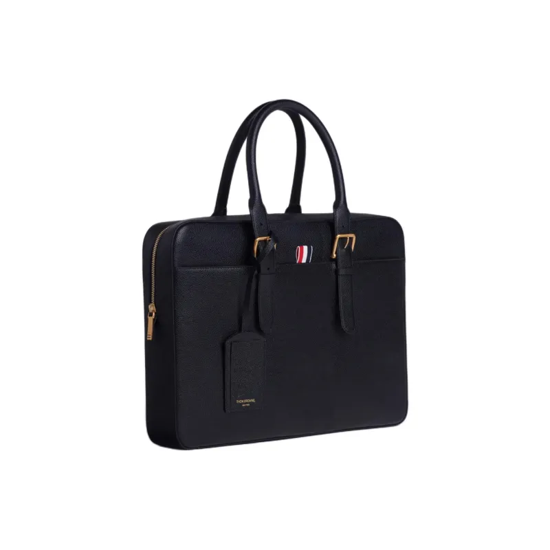 THOM BROWNE· Litchi Grain Leather Briefcase Handbag Men's Black-1
