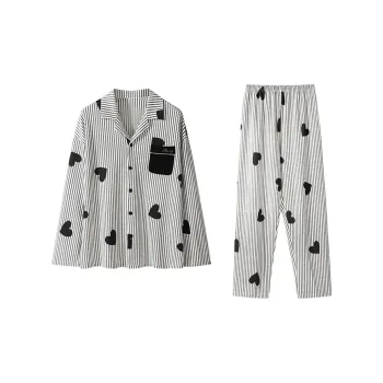 GUJIN Pajama Set Men's White Stripes