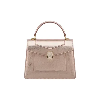 BVLGARI Serpenti Forever Series Cow Leather Shoulder Bag Crossbody Bag Handbag Medium Size Women's Pink