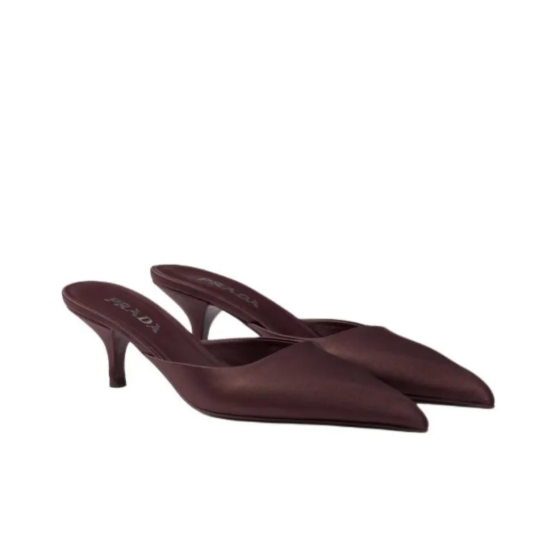 PRADA Closed Toe Slippers 5.5cm Women's Burgundy-2