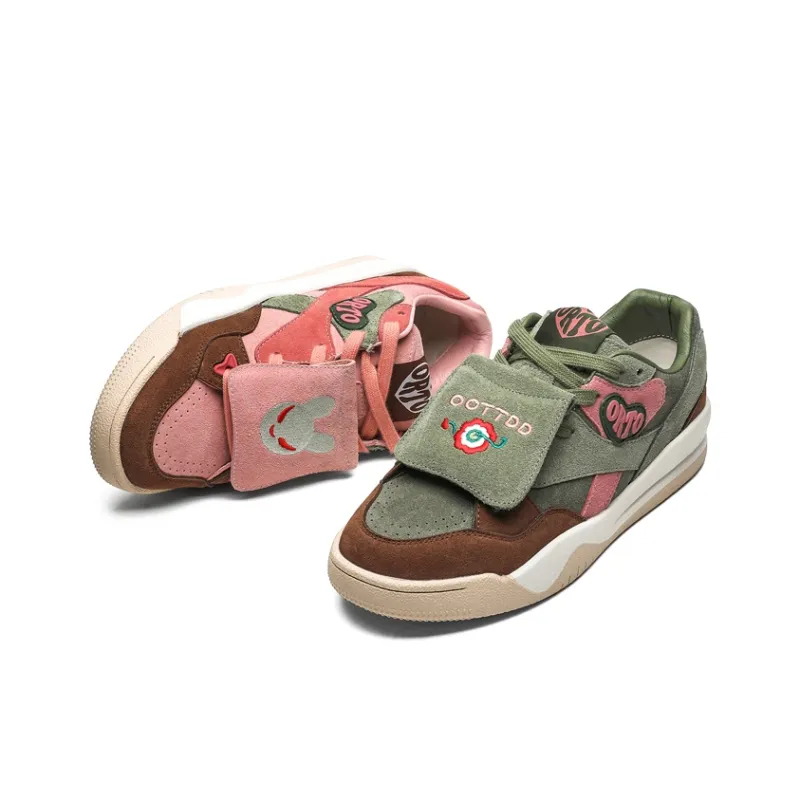 OUBT Niche Original Mismatched Shoes Wear Resistant Breathable Slip Resistant Low Top Skateboard Shoes Unisex-4