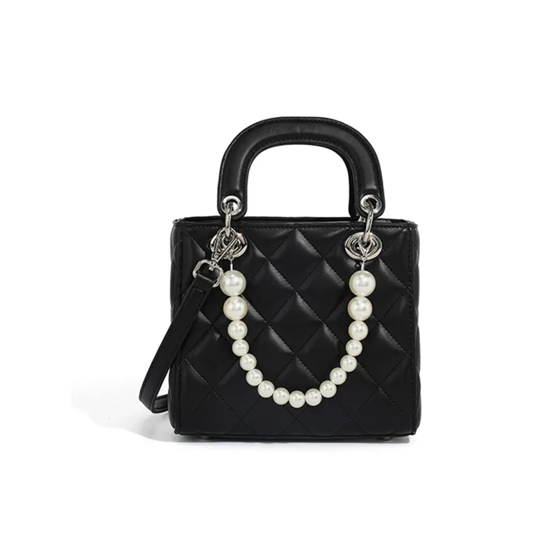BOBDOG PU Pearl Chain Bag Shoulder Bag Crossbody Bag Small Size Women's Pink/Black/Silver/Ecru-6