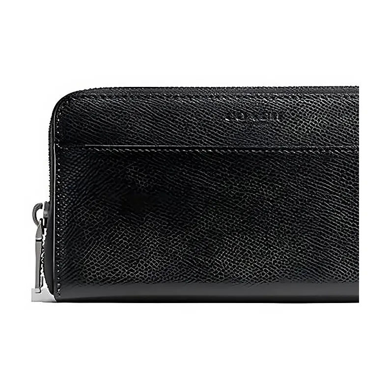 COACH Accordion Zip Leather Wallet Men's Black-3