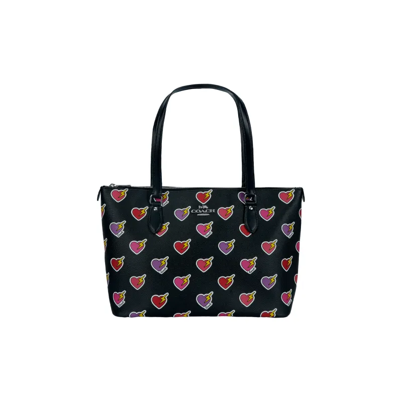 COACH Gallery Coated Canvas Tote Bag Shopping Bag Shoulder Bag Handbag Large Size Women's Black-1