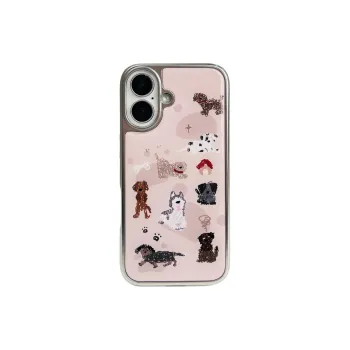Sopi Acrylic Material Lilac Bottom Scribbled Puppy Phone Cases Compatible With IPhone 16/15 Pro Max/Apple 13/14 Pro/Max
