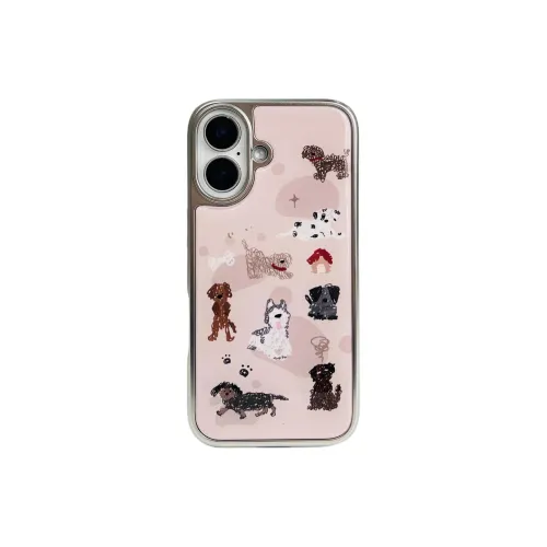 Sopi Acrylic Material Lilac Bottom Scribbled Puppy Phone Cases Compatible With IPhone 16/15 Pro Max/Apple 13/14 Pro/Max