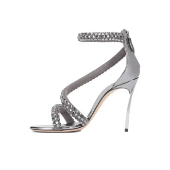Casadei Blade Alice Strap Sandals 10cm Women's Silver