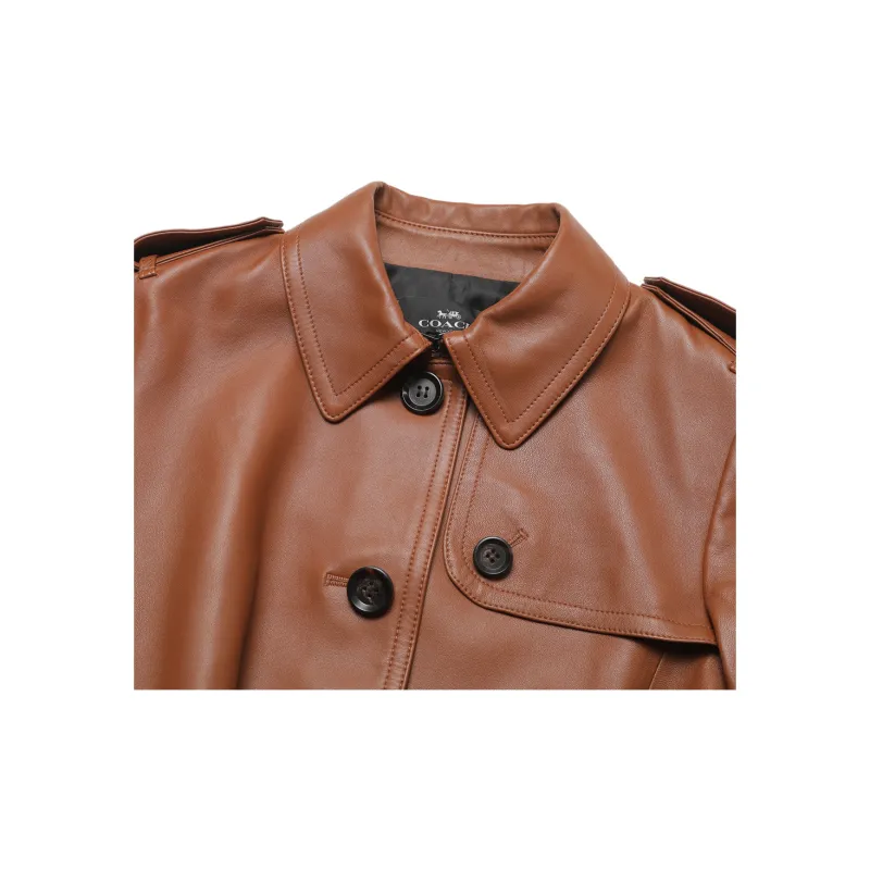 COACH Leather Jackets Women's Brown-1