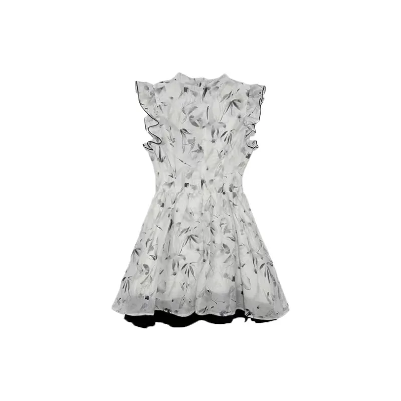 PAIN OR PLEASURE Sleeveless Dress Women's Gray White-1