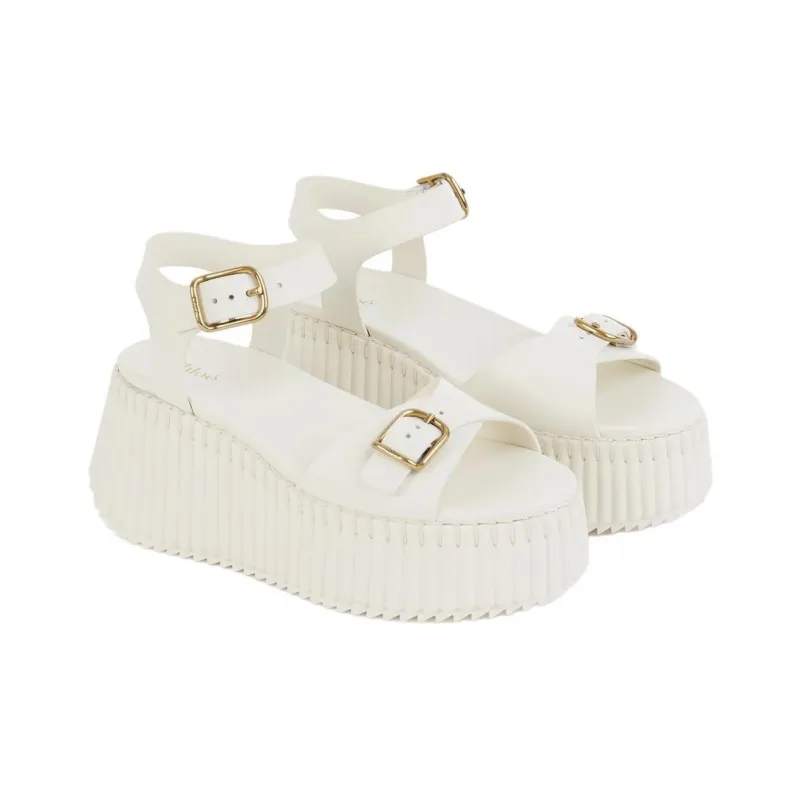 Chloe Nama Strap Sandals 8cm Women's White-2
