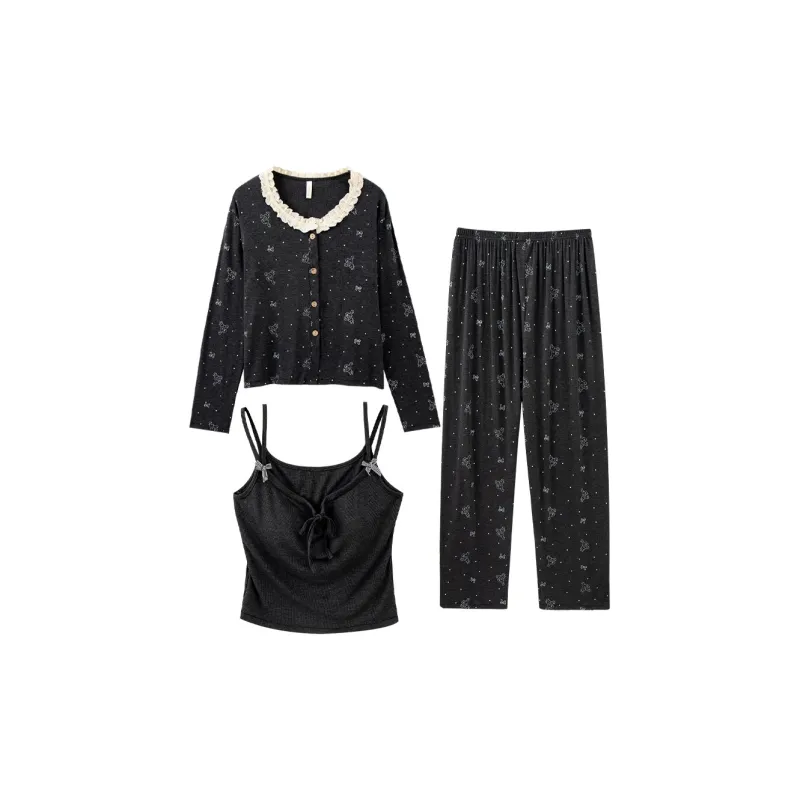 Sleeping Beauty Pajama Set Women's Dark Gray-0