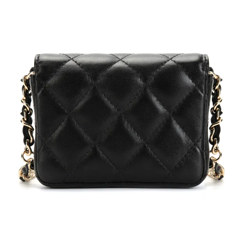 CHANEL Sheepskin Fanny Pack Women's Black-2