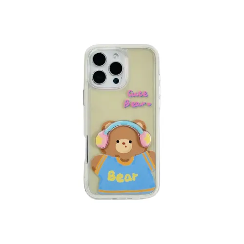 Sopi Acrylic Material 2 in 1 Brown Bear Phone Cases Compatible With IPhone 16/15 Pro Max/Apple 13/14 Pro Max Collection