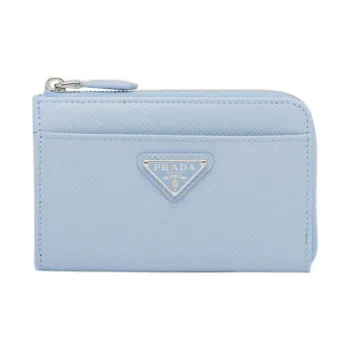 PRADA Saffiano Leather Key Pouch Women's Light Blue