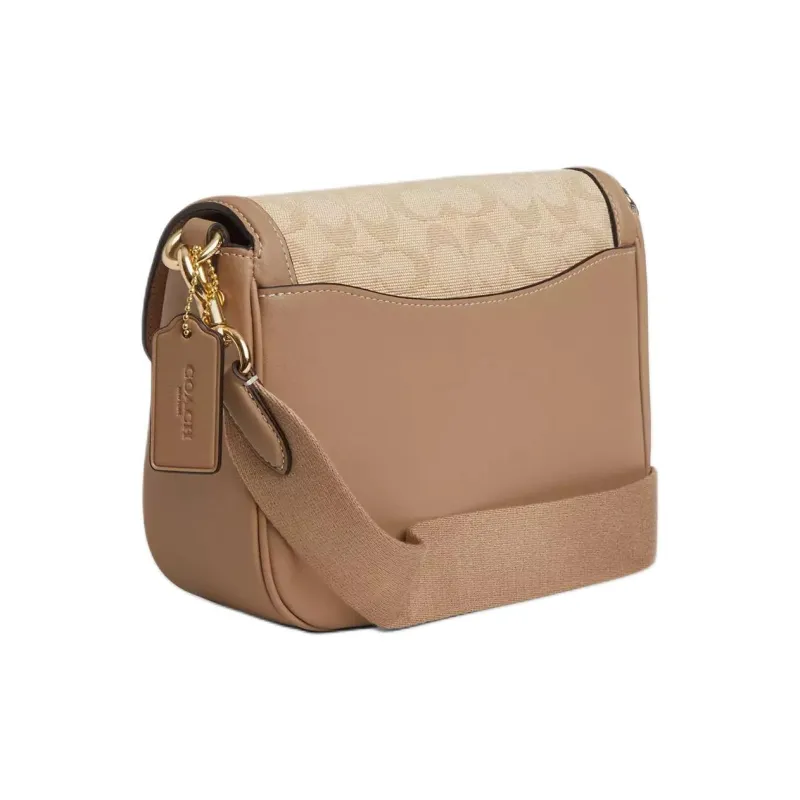 COACH Amelia Signature Canvas Saddle Bag, Shoulder Bag Trumpets Women's Beige-1