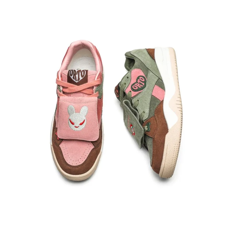 OUBT Niche Original Mismatched Shoes Wear Resistant Breathable Slip Resistant Low Top Skateboard Shoes Unisex-3