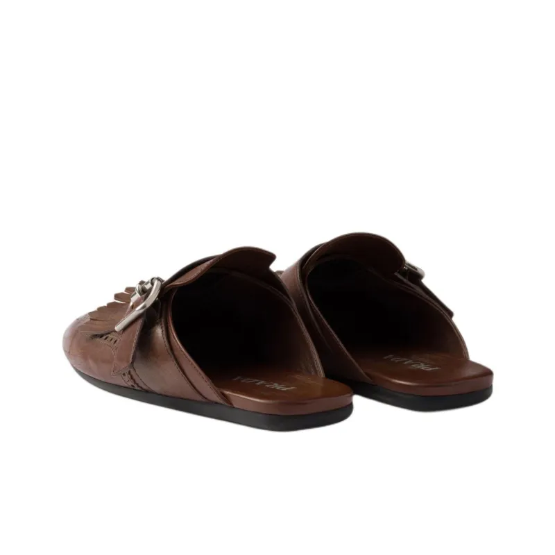 PRADA Closed Toe Slippers Women's Brown-3