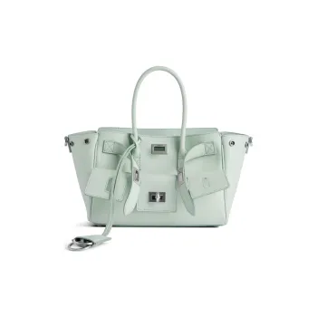 Balenciaga Bel Air Calfskin Tote Bag, Single Shoulder Handbag Mini Women's Mineral Green