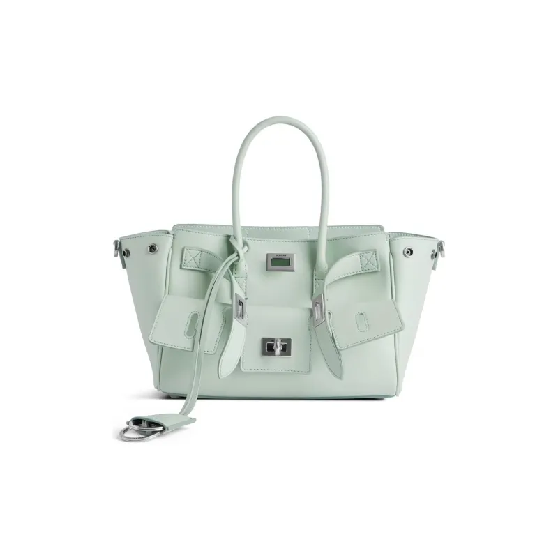 Balenciaga Bel Air Calfskin Tote Bag, Single Shoulder Handbag Mini Women's Mineral Green-0