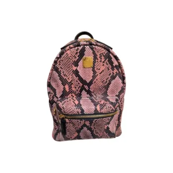 MCM Stark Visetos Suede Backpack Small Size Women's Pink