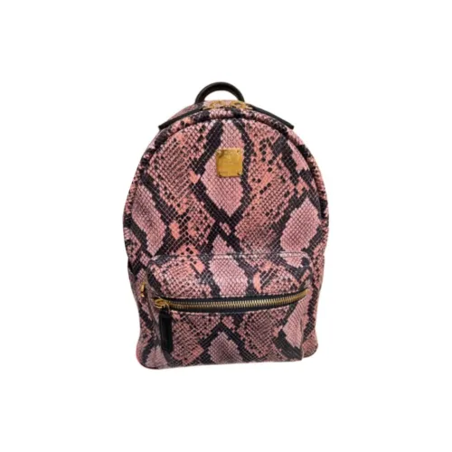 MCM Stark Visetos Suede Backpack Small Size Women's Pink