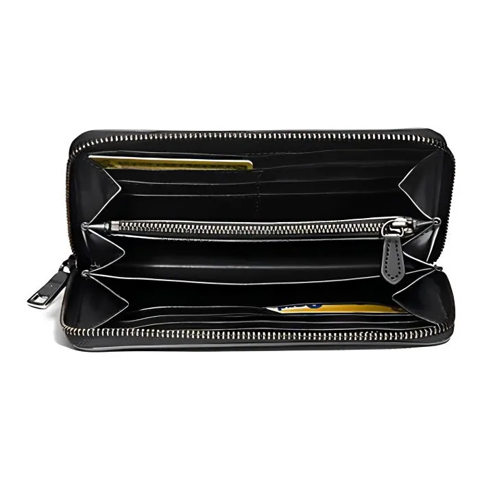 COACH Accordion Zip Leather Wallet Men's Black-1