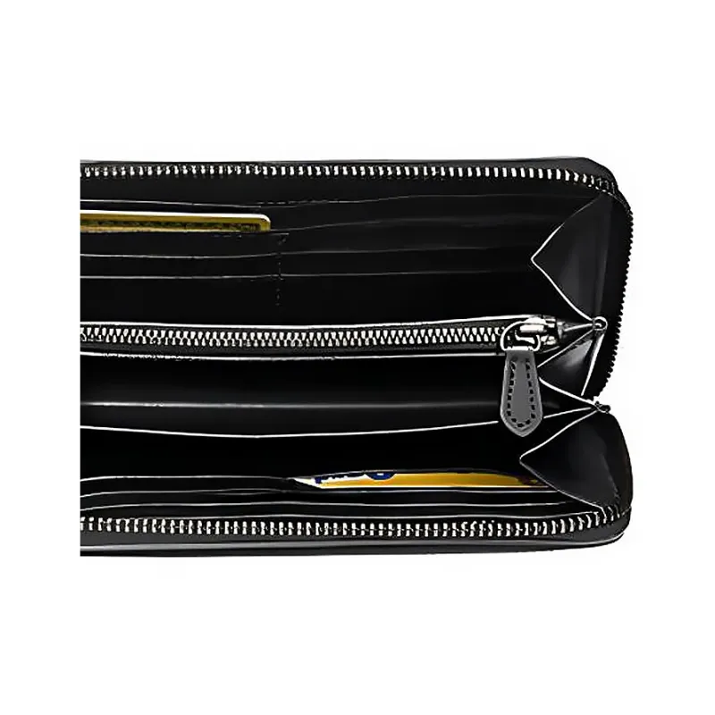 COACH Accordion Zip Leather Wallet Men's Black-2