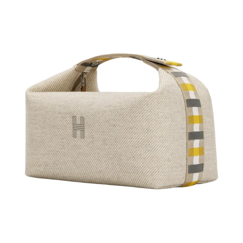 HERMES Bride a Brac Canvas Canvas Bag Toiletry Bag Unisex 01 Blanc Pure White-2