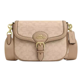 COACH Amelia Signature Canvas Saddle Bag, Shoulder Bag Trumpets Women's Beige
