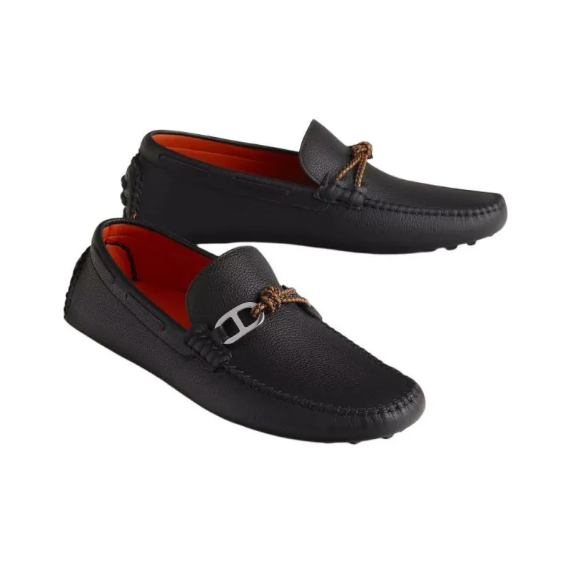 HERMES Alessandro Loafers Men's Black-2
