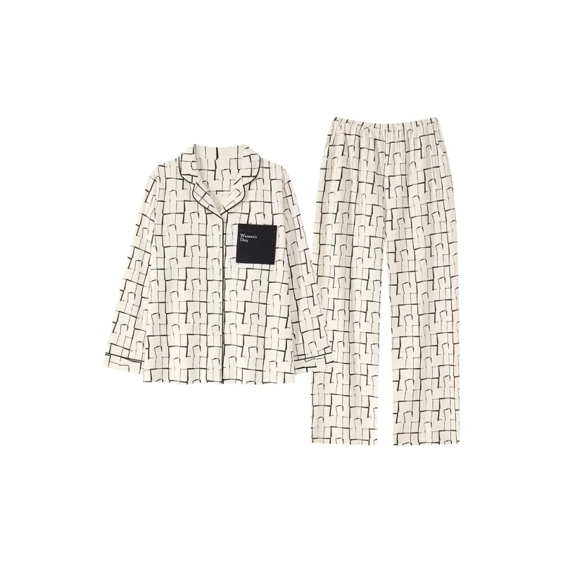 Cotton Gene Pajama Set Women's White-0