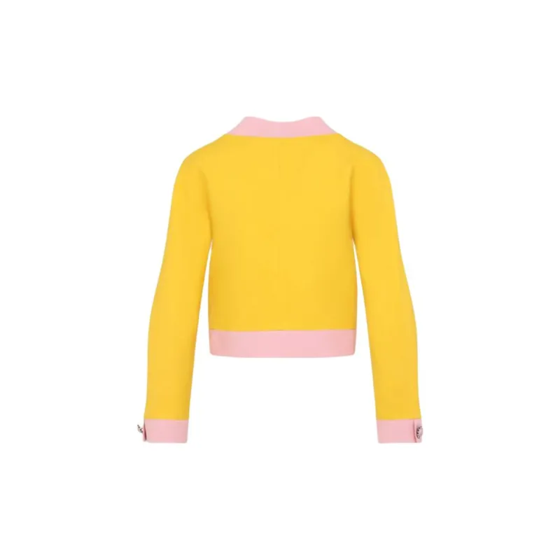 Valentino Crepe Couture Button Embellished Crewneck Blazer-1