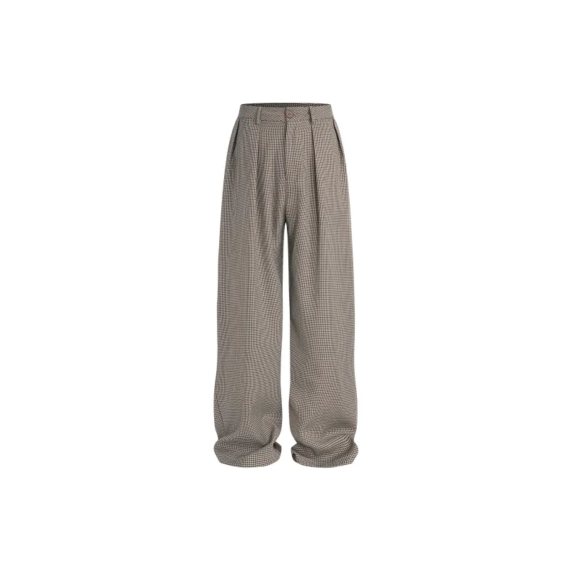 EPTISON Casual Pants Unisex Khaki Houndstooth-2