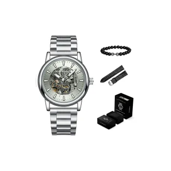 MESDUN Luxury Trendy Collection Automatic Mechanical Movement Metal Strap Watch Men's Watches Black Dial