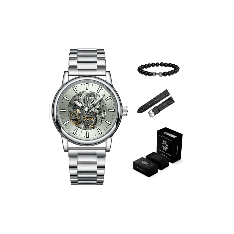 MESDUN Luxury Trendy Collection Automatic Mechanical Movement Metal Strap Watch Men's Watches Black Dial-6