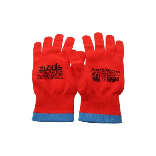 LOUIS VUITTON Nylon Polyurethane Knit Gloves Men's Red