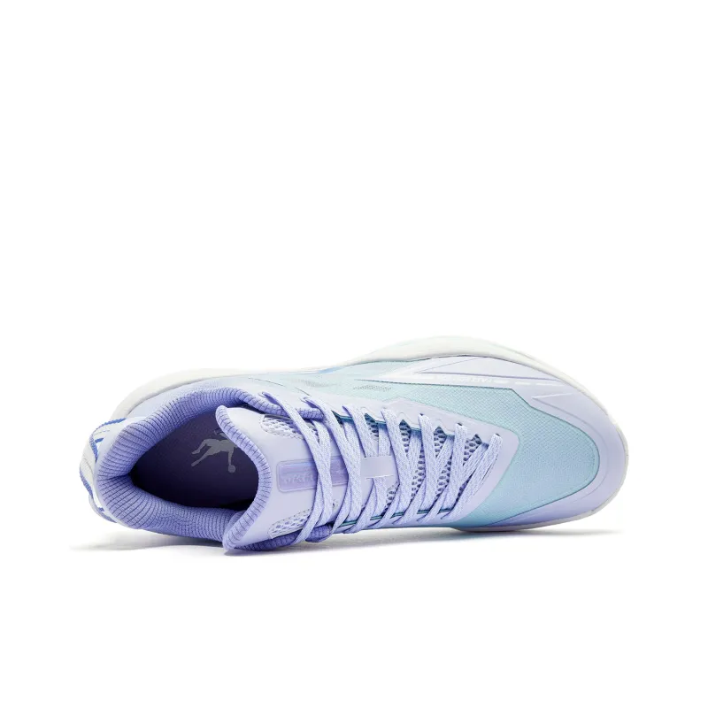 QIAODAN FETEAM Coverage Grip Lightweight Breathable Low Top Basketball Shoes Men's Yi Purple Light Green-3