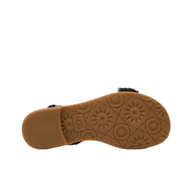 UGG FLUFF SPRINGS One Strap Sandals Women's Black-5