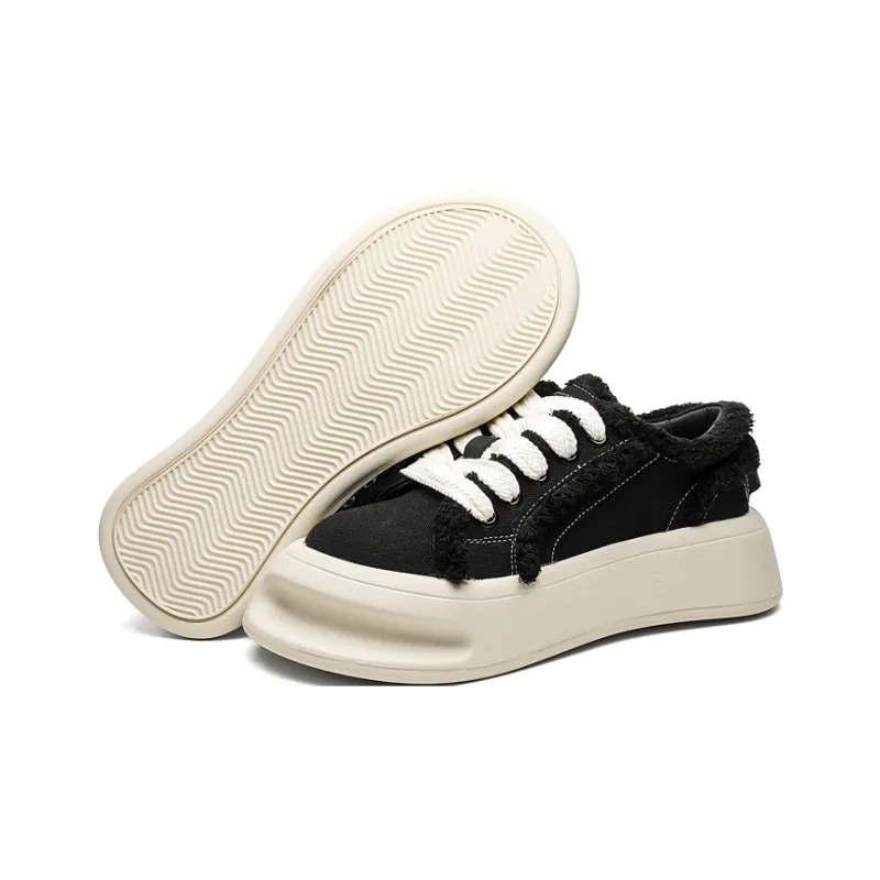 OUBT Design Driven Heeled Shoes Slip Resistant, Abrasion Resistant, Breathable Low Top Skateboard Shoes Unisex Black-7