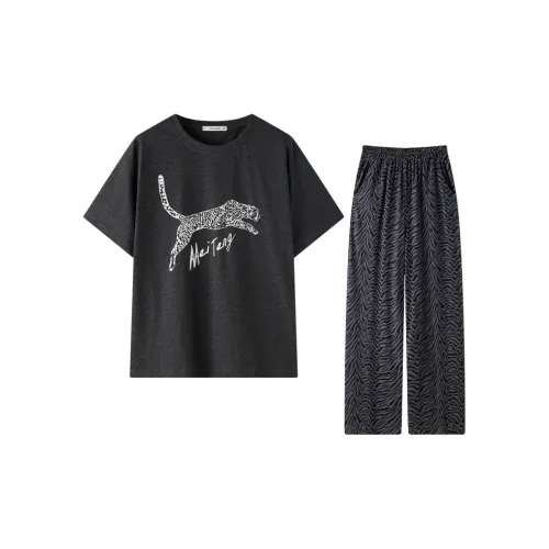 MEITENG Pajama Set Women's Gray