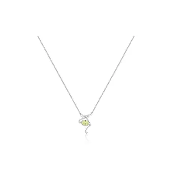 PARANOID PUPPY Mint Green Zircon Fringe Necklace With Unique Layering Collarbone Chain Women's