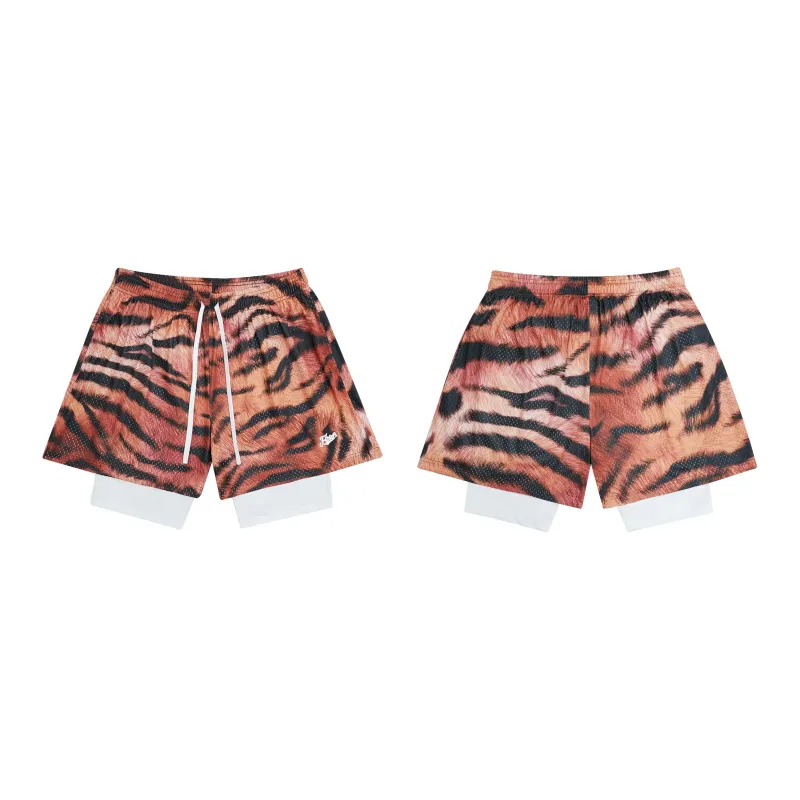 FINDBETTER Leopard Print Double Layer Shorts Unisex-6